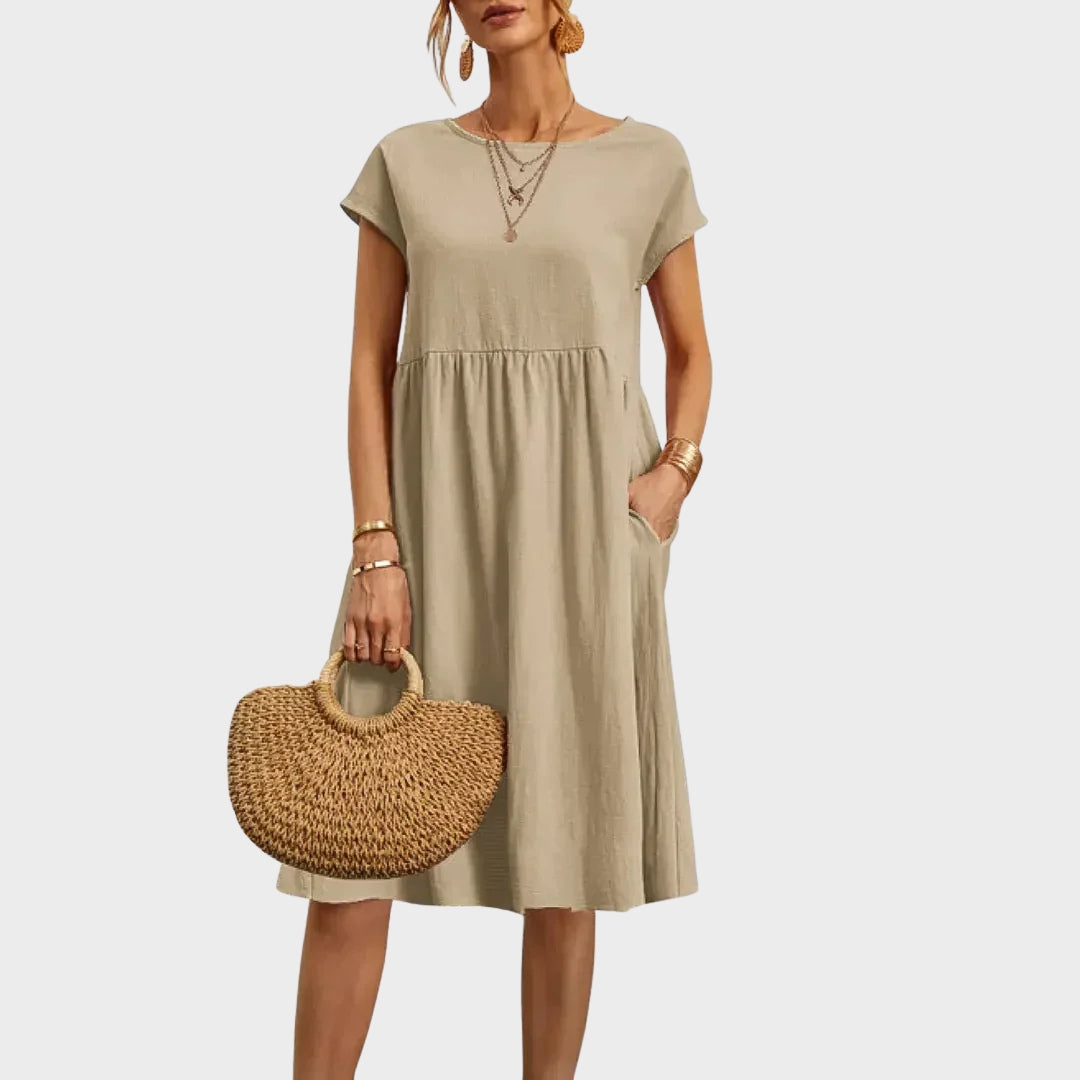 Ankica - Preprosta obleka z žepi