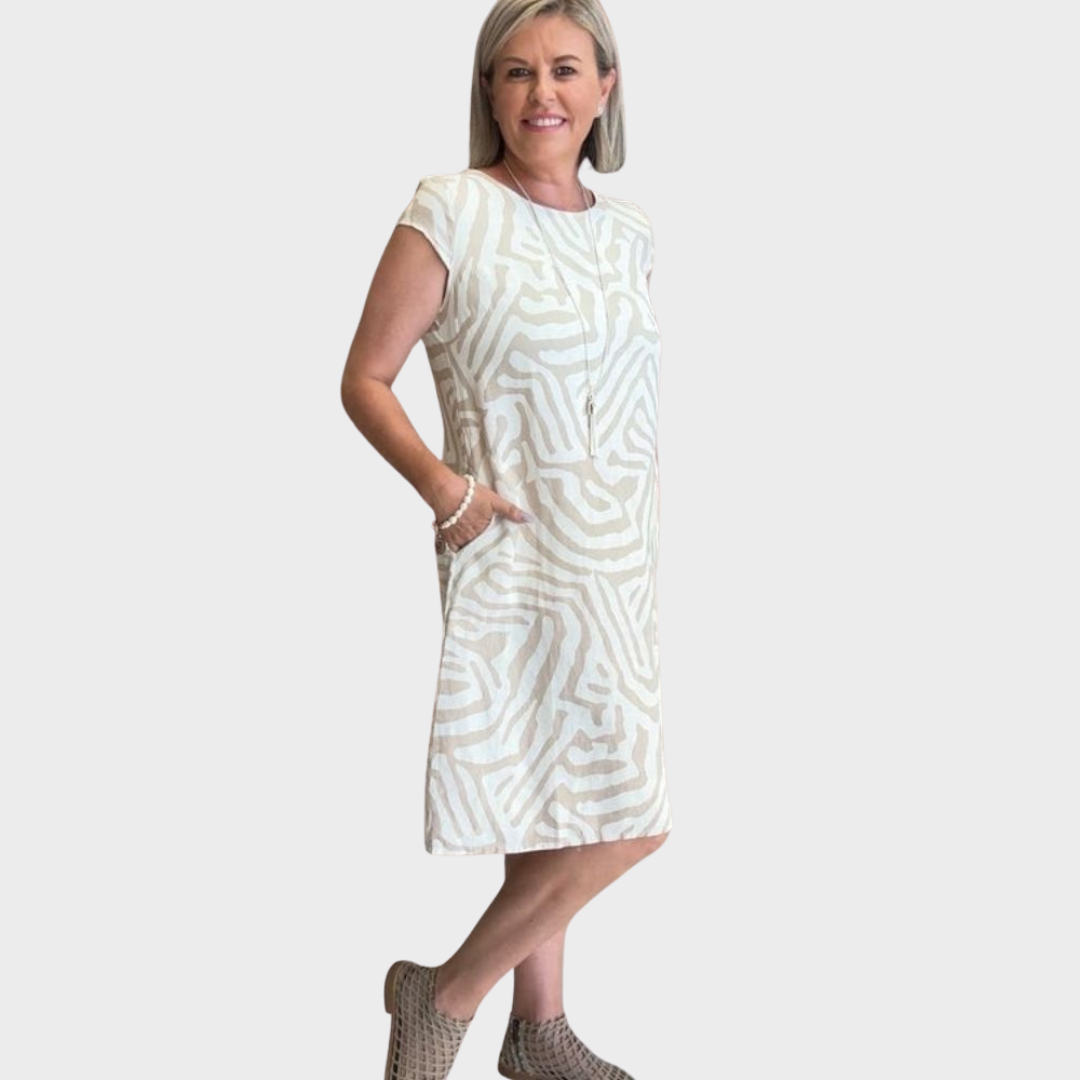 "Dora - Poletna obleka z okroglim izrezom" se lahko preoblikuje v "Dora - Poletna obleka z okroglo izrezano obliko".