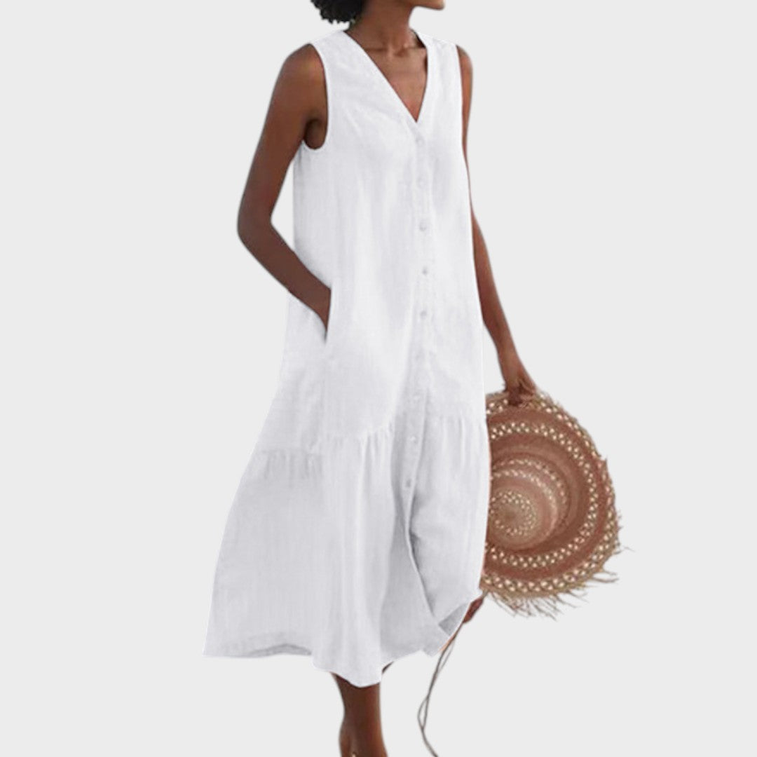 Vita - Elegantna in Udobna Obleka z V-Izrezom