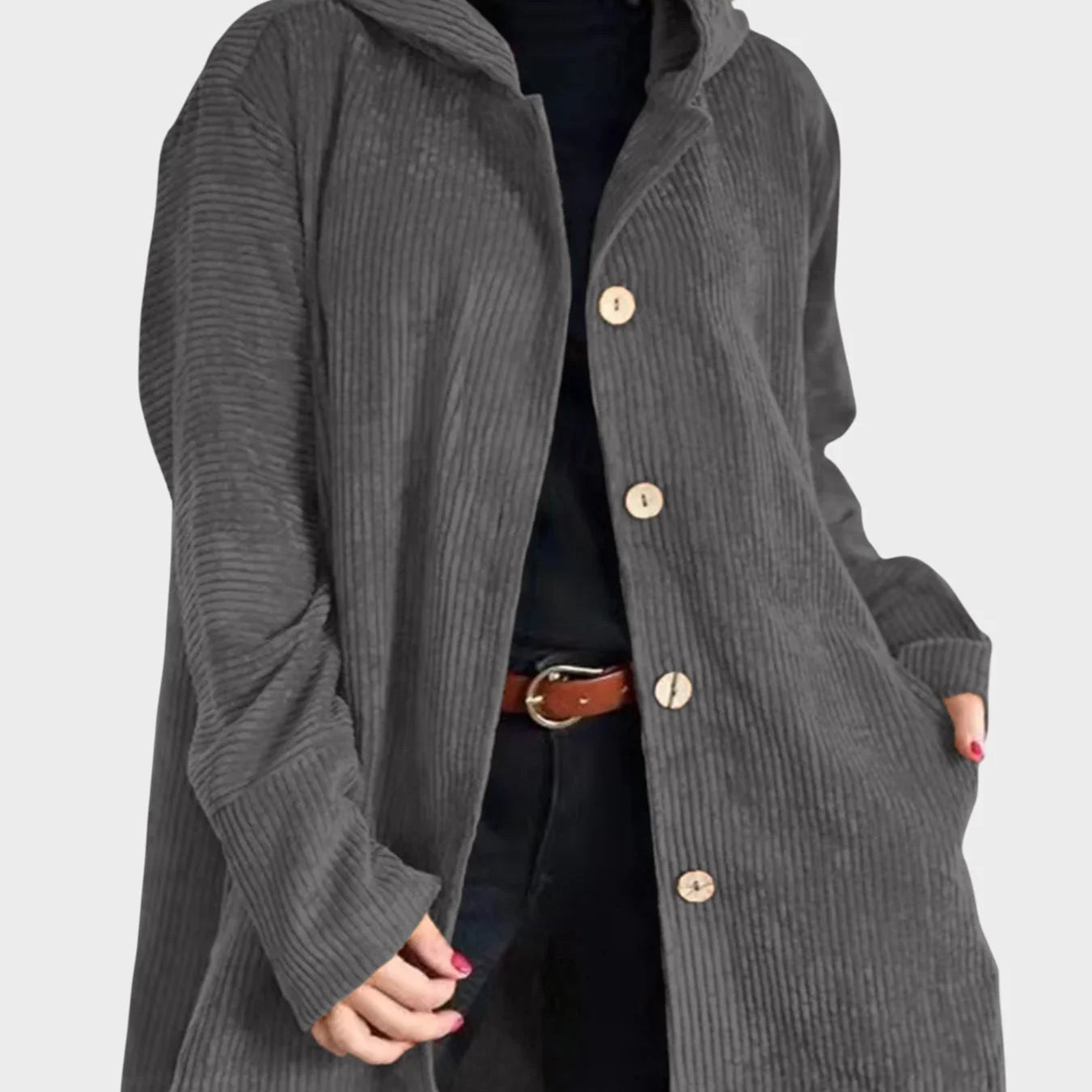 Krista - Udobna žametna jakna s kapuco