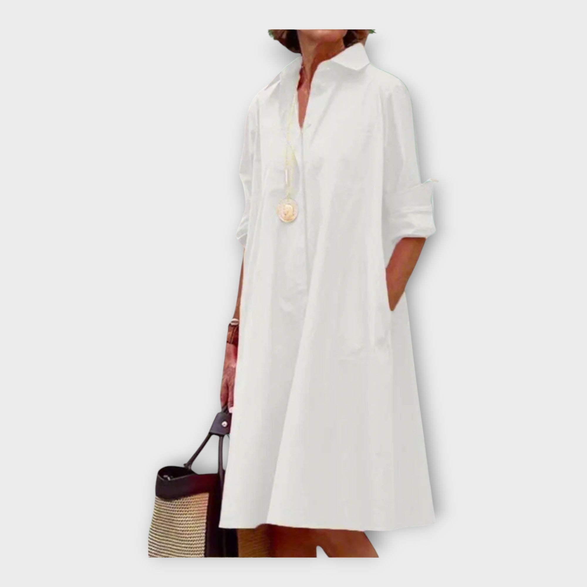 Ročno izdelana obleka z geometrijskim vzorcem