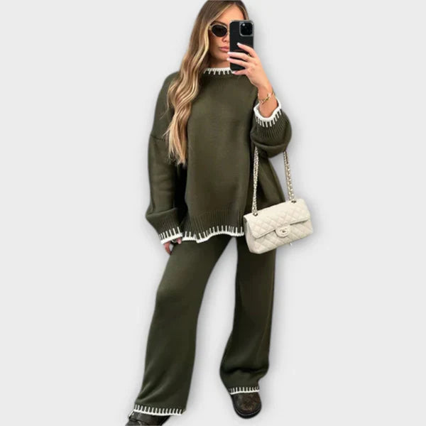 Isabel Dvodelni Pleteni Pulover: Elegantno in Udobno