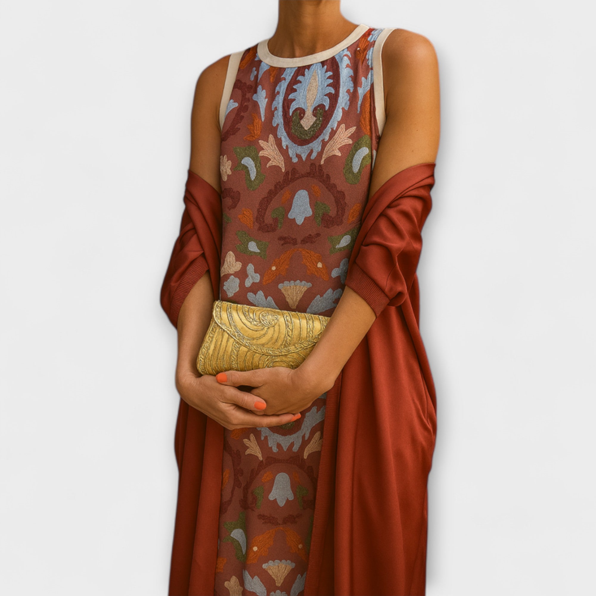 Rafaela – Elegantna dolga obleka s usklajenim jopičem