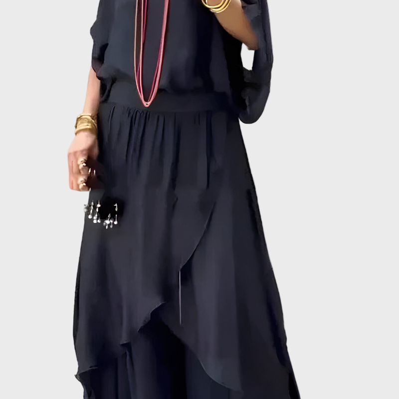 Šifonska dvodelna krila z raztrganimi širokimi hlačami