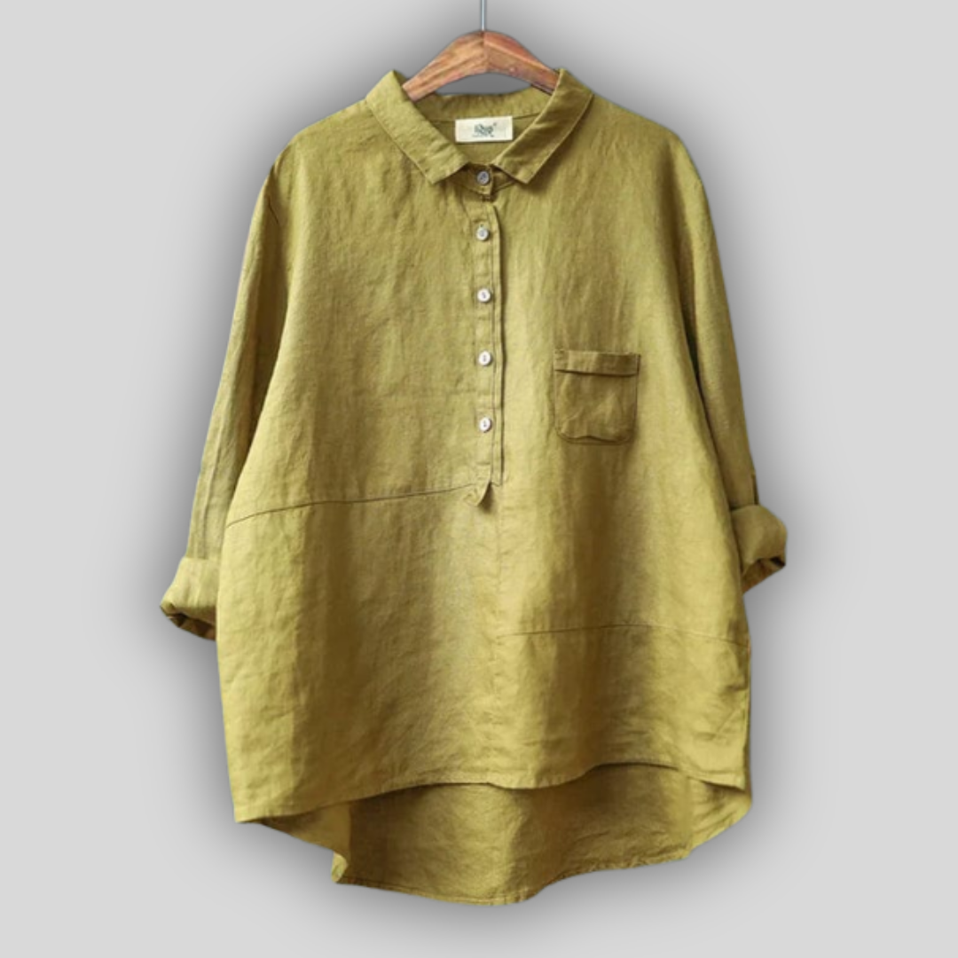 Lanena Bluza Zelena Preprostost