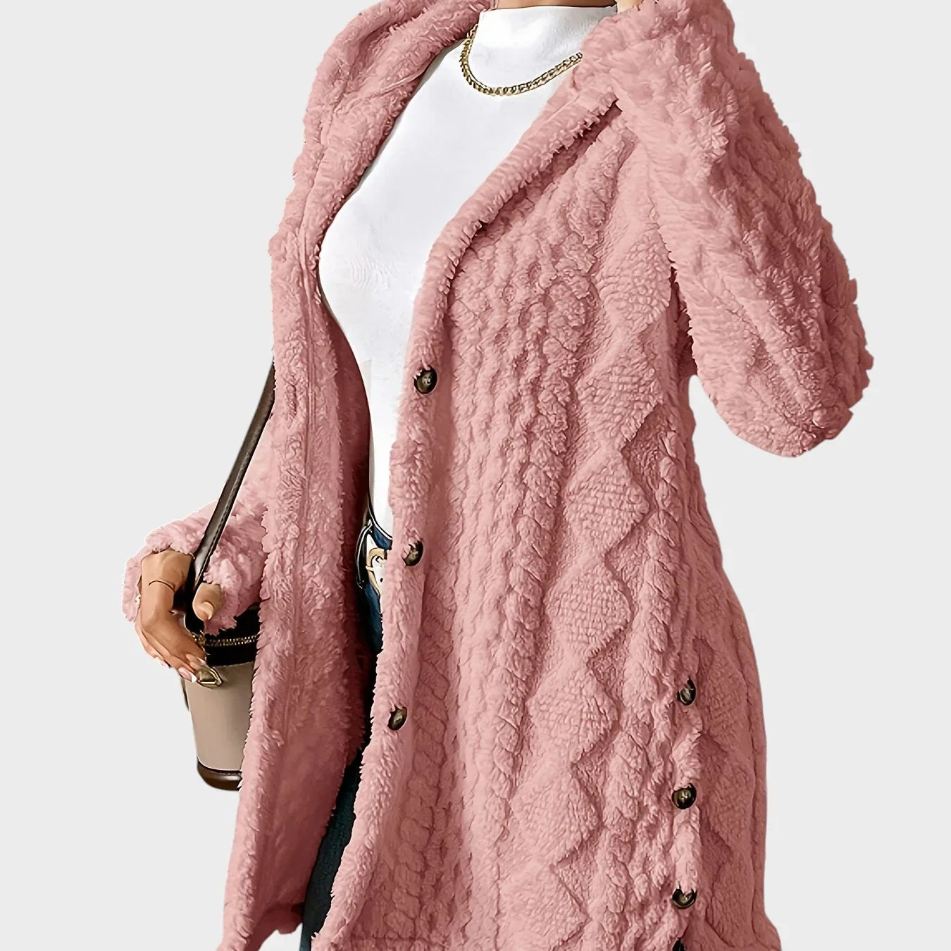 Vesna - Plišast kardigan s kapuco