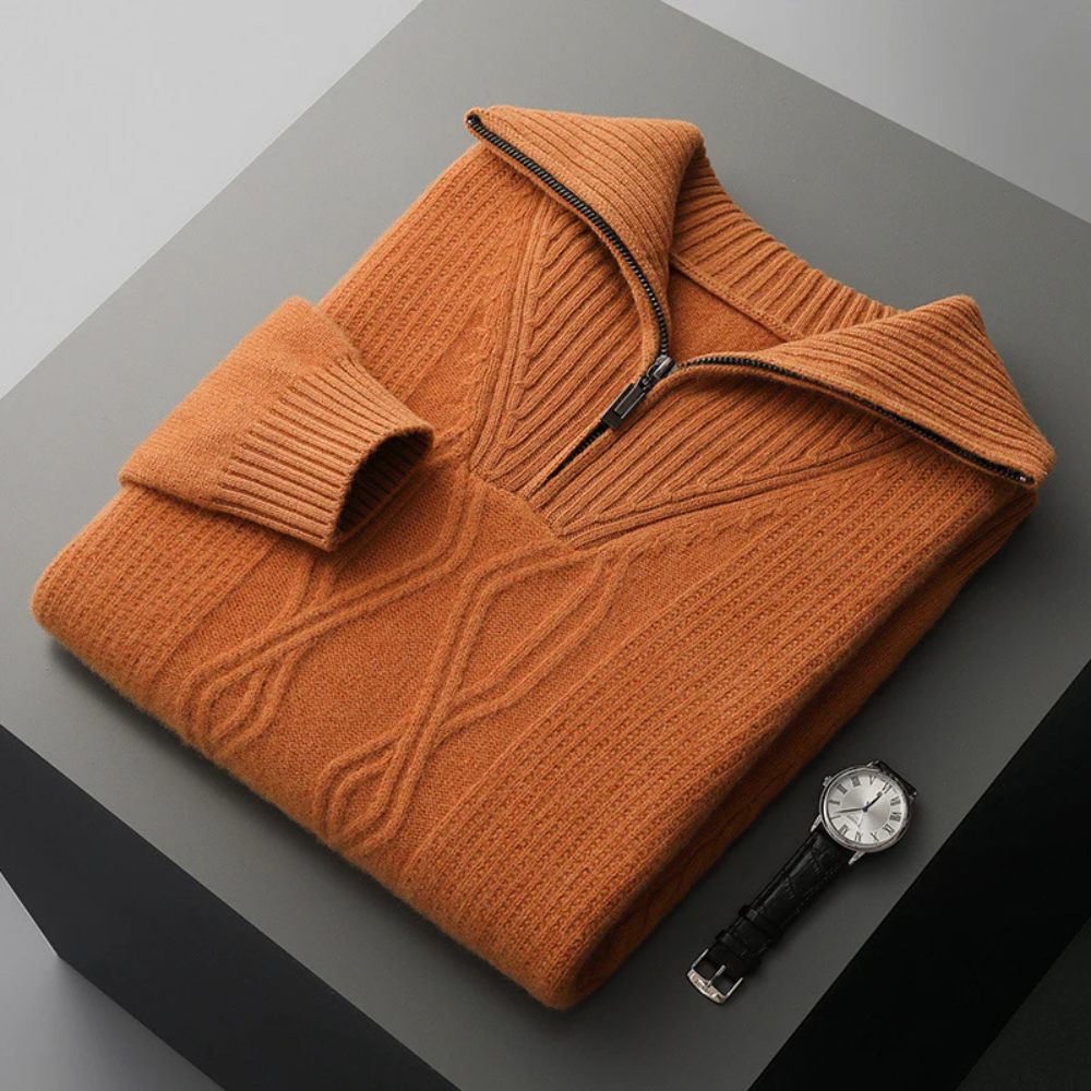 Pulover z zadrgo Taranto iz merino volne