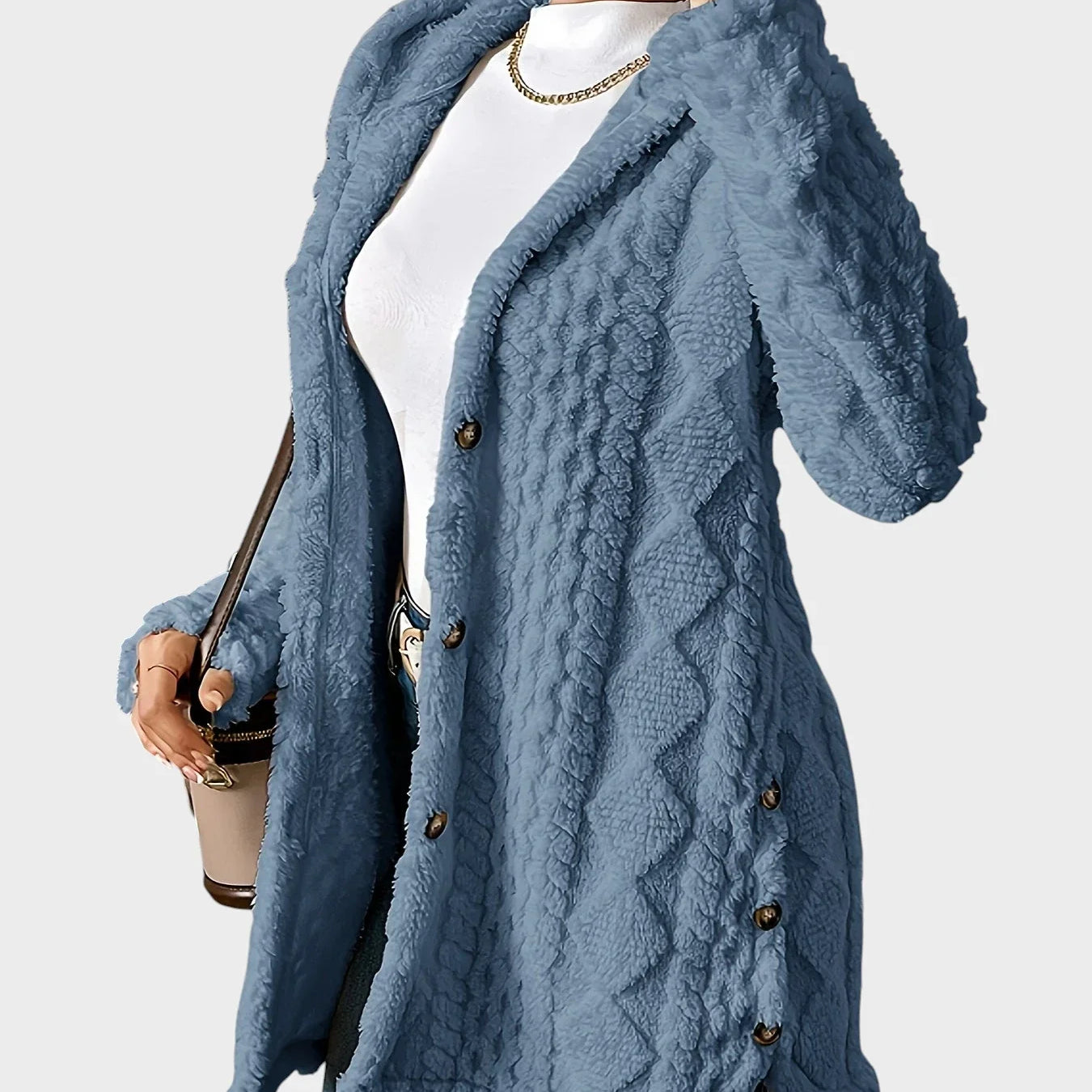 Vesna - Plišast kardigan s kapuco