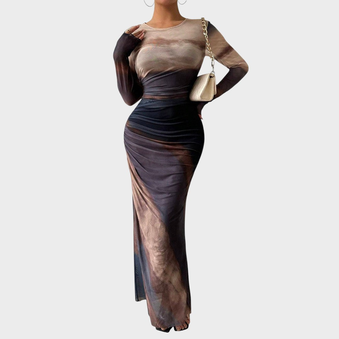 Antonija - Elegantna dolga obleka z dolgimi rokavi