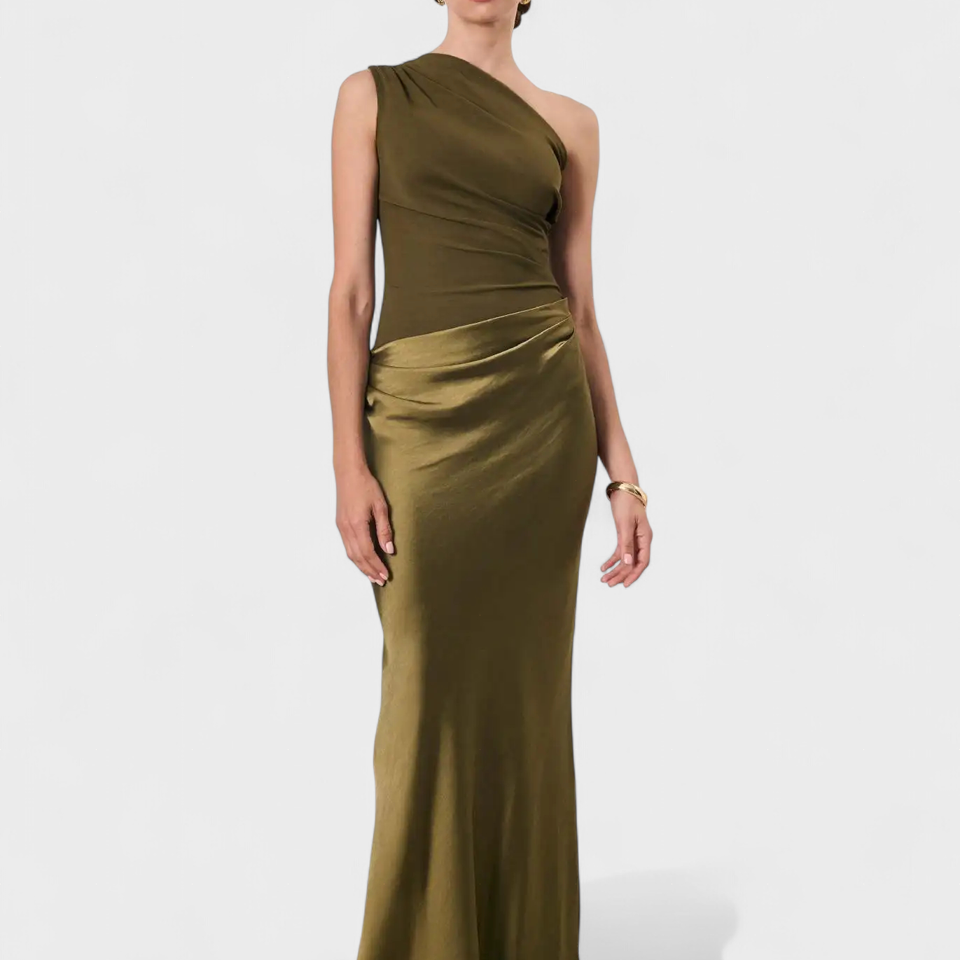 Brina | Maxi obleka iz satena z enim ramenom