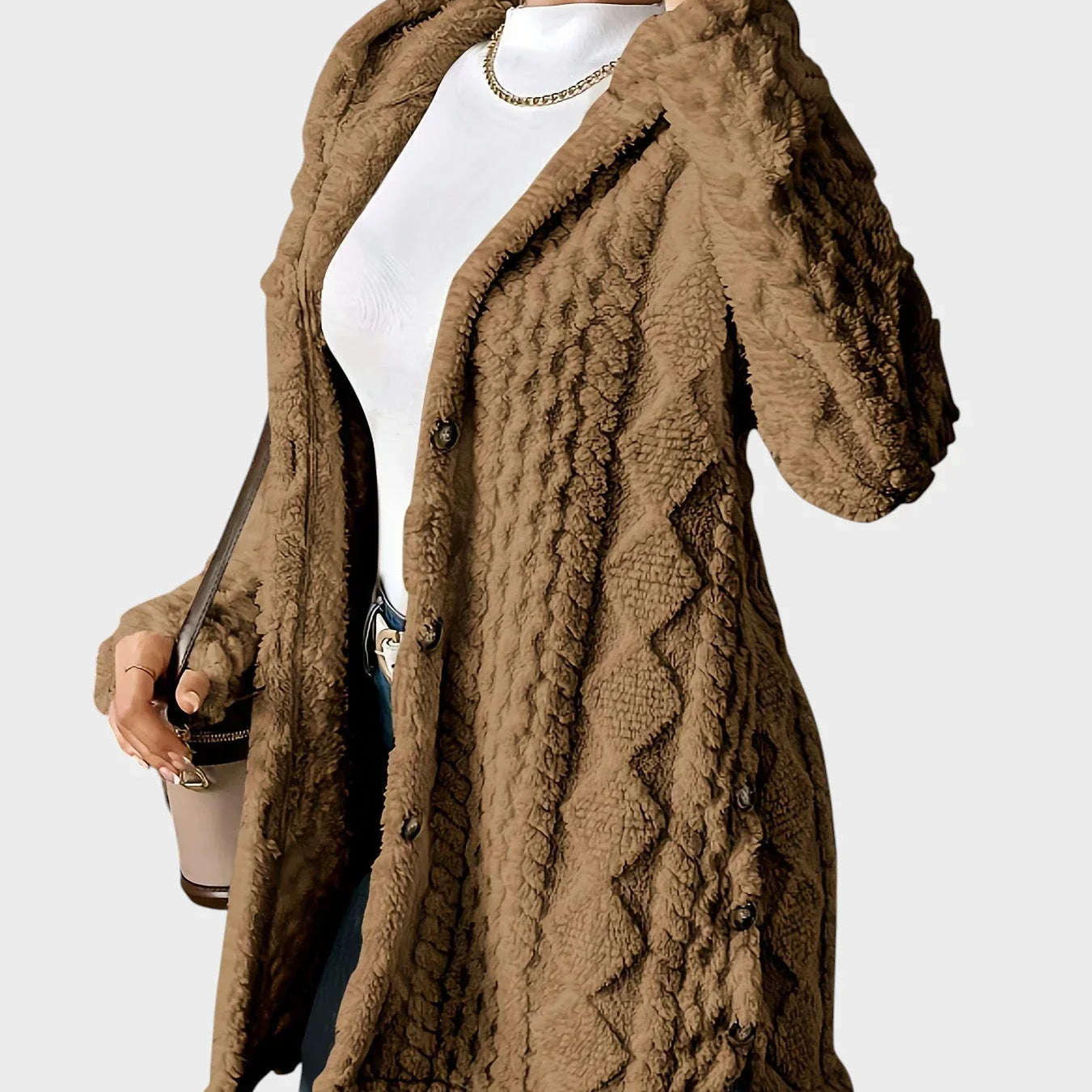 Vesna - Plišast kardigan s kapuco