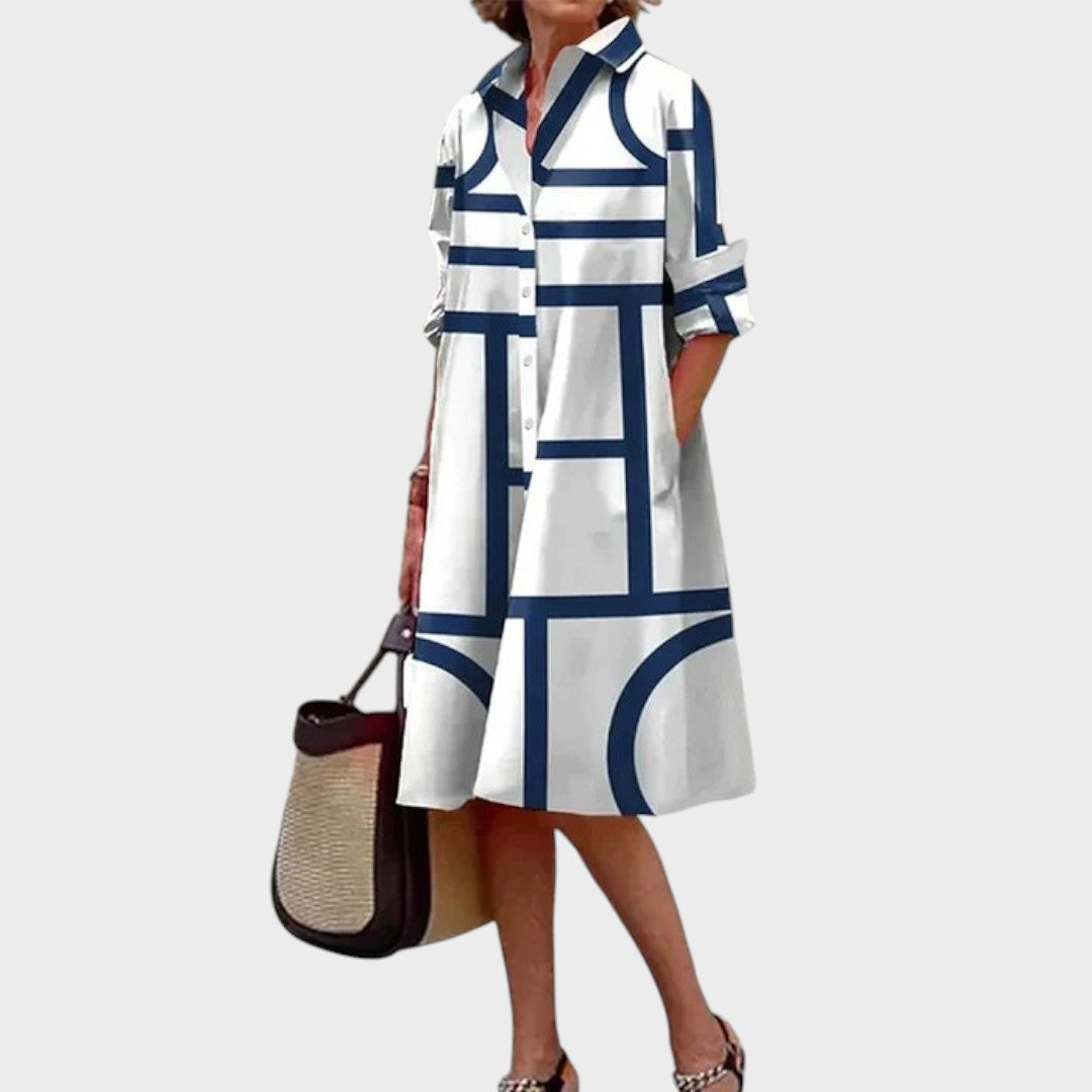 Dragana - Ženska obleka z geometrijskim vzorcem