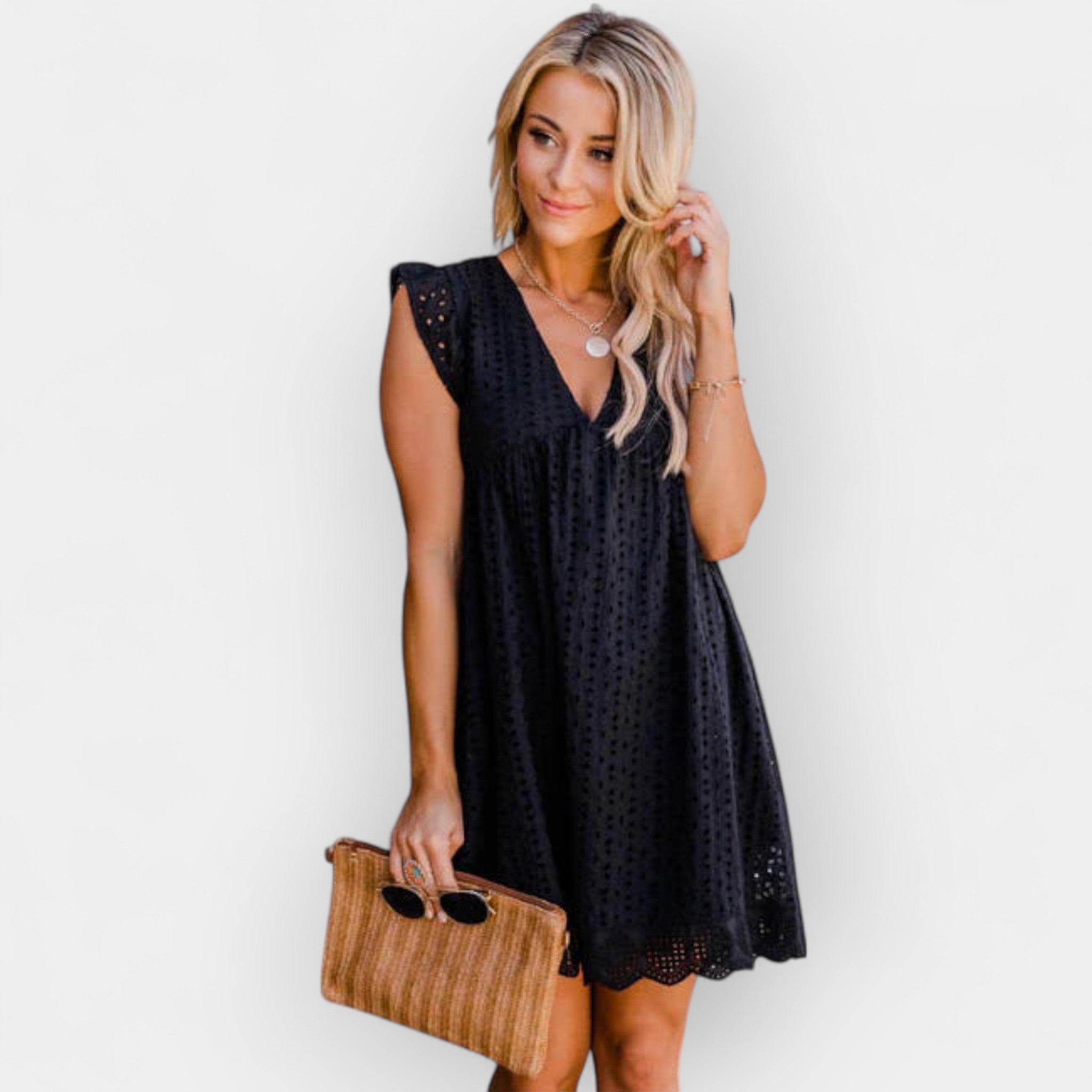 Poletna obleka s skritimi kratkimi hlačami in žepi